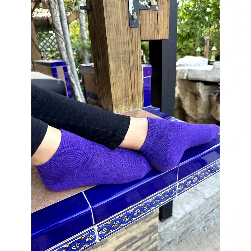 Purple Thin Breathable Cotton Low Cut Ankle Running socks for Women Men, 4 Pack